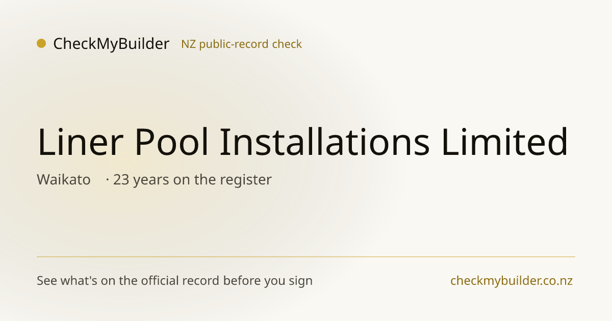 Liner Pool Installations Limited: Waikato Company Profile | CheckMyBuilder